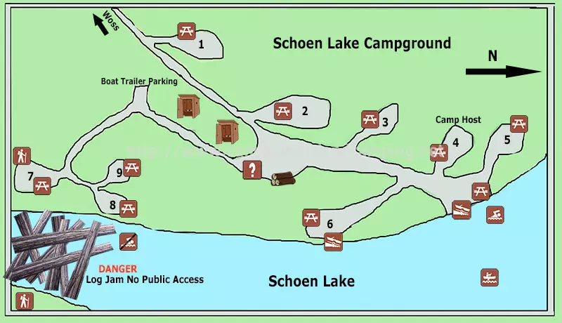 photo of a map of the Schoen Lake Campgrounds on Vancouver Island