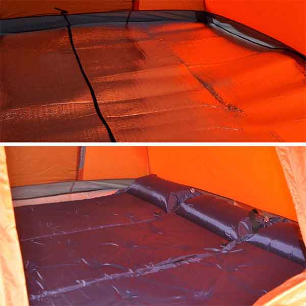 photo of how to Enhance your camping savvy with this inside view of orange dome style tent