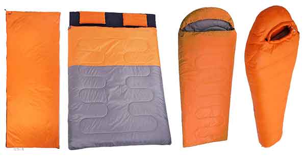 savvy camping advice image of 4 different sleeping bag shapes