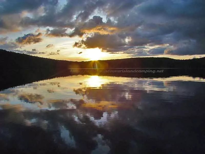 beautiful sunset over Merrill Lake on Vancouver Island