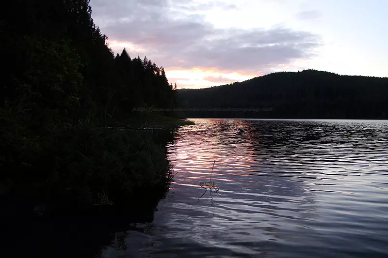 photo of the sun setting over Mohun Lake Campground