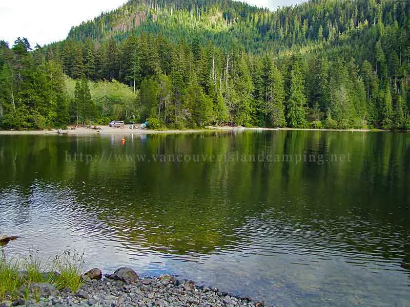 photo of the main campground on Atluck Lake on Vancouver Island