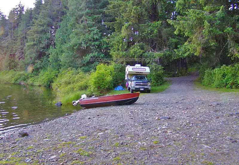 photo of my camper and boat at Kathleen Lake Campround