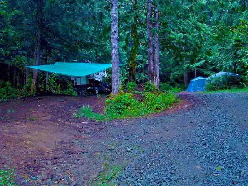 photo of campsite at Boot Lake Recreation Site on Vancouver Island