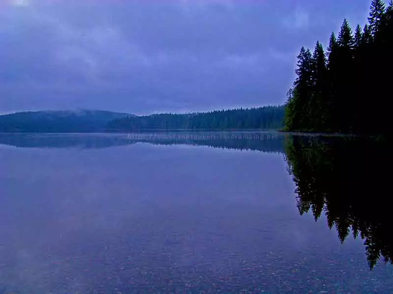 Beautiful photo of cloudy day at Boot Lake on Vancouver Island