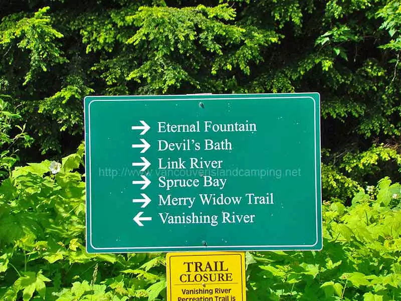 photo of a sign which points to various hiking trail and day use areas on the Alice Loop Road