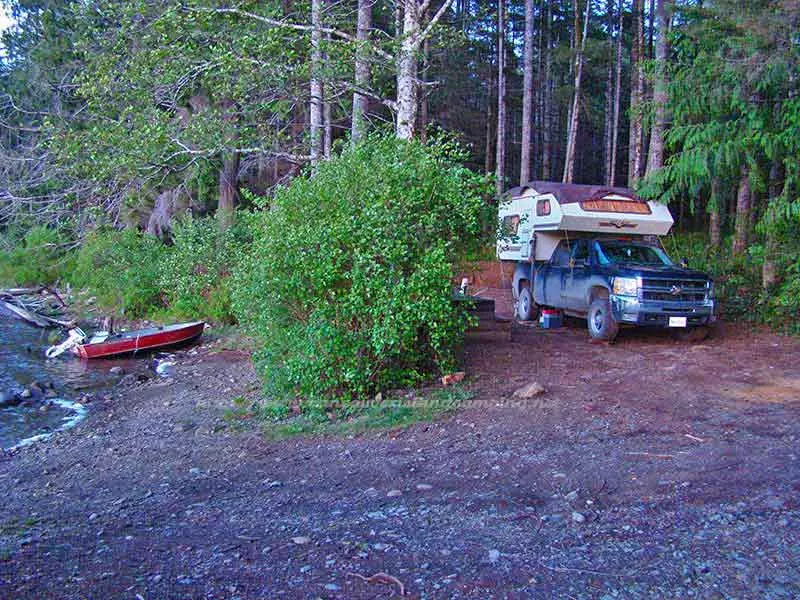 photo of my camper and boat at Merrill Lake Campground