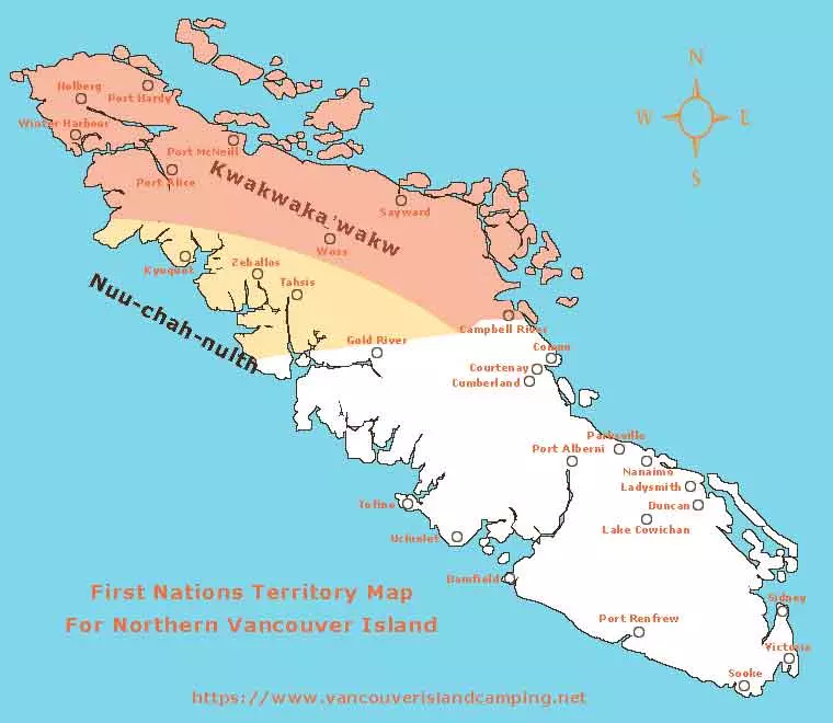 map of the north island First Nations traditional territory on Vancouver Island
