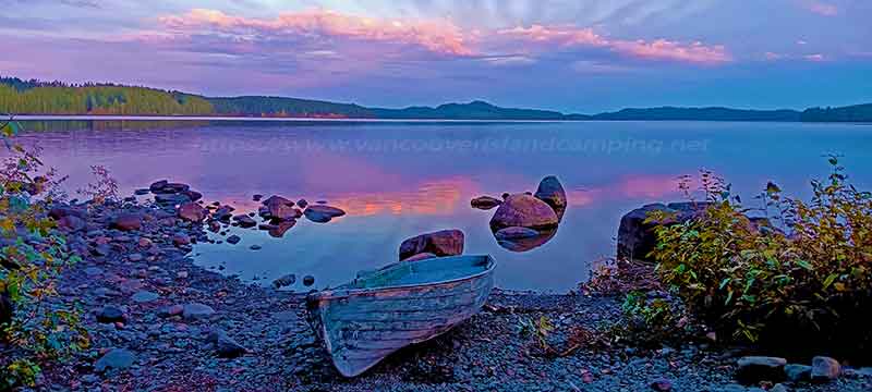 photo of the sunset over Lower Campbell Lake on Vancouver Island, British Columbia Canada