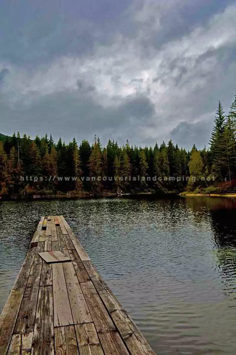 photo of the dock at Woss Lake Campground on Vancouver Island
