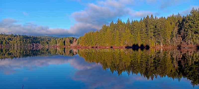 photo of a sunrise over Fry Lake on Vancouver Island BC Canada