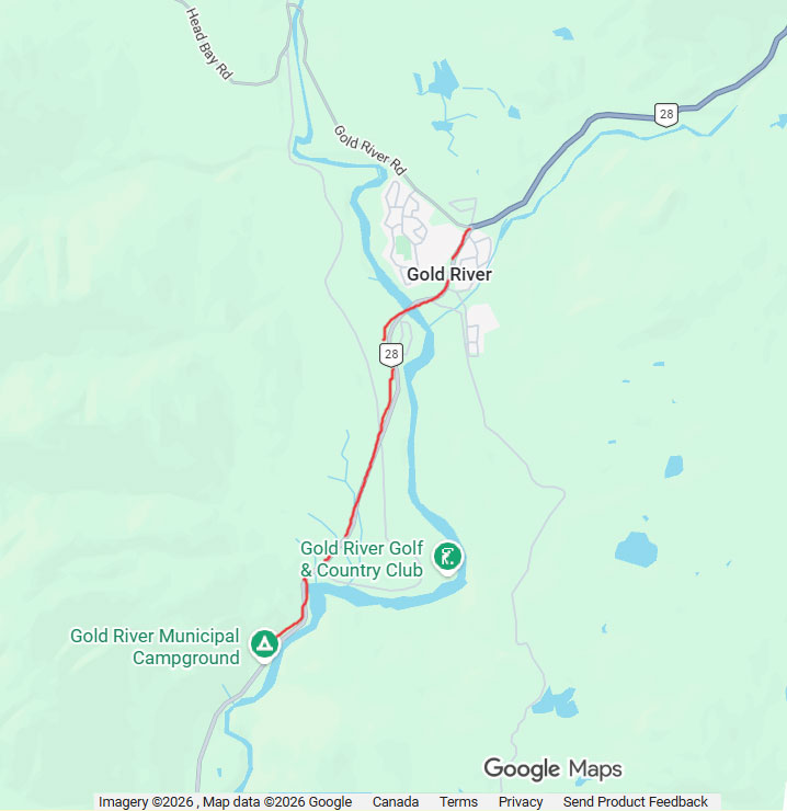 map of gold river campground directions from the Tourist Info Center
