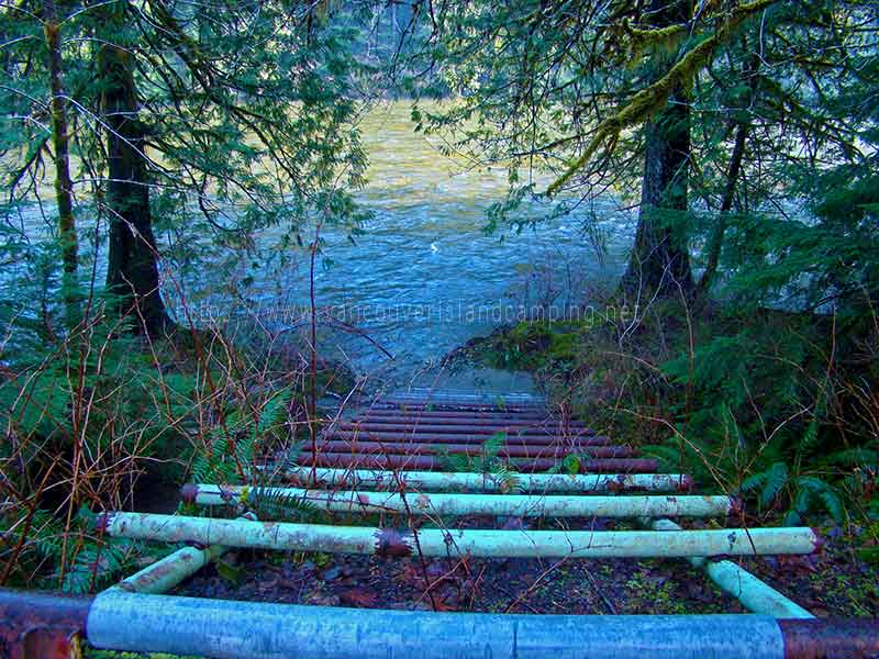 photo of the man made boat ramp at the Gold River Campgrounds on Vancouver Island