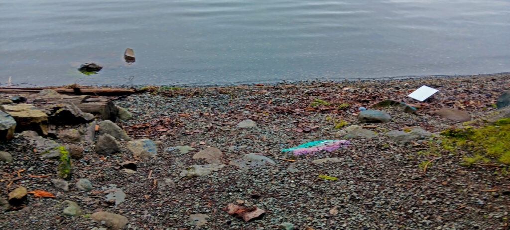 photo of the gravel boat launch at fir grove recreation site on Vancouver Island Canada