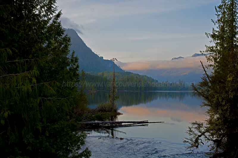 photo of Ida Lake from the Bonanza River bridge on Vancouver Island British Columbia, Canada